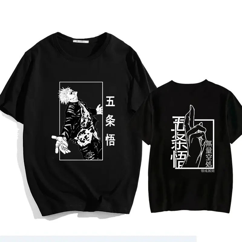 Jujutsu Kaisen Satoru Gojo Unisex Pure Cotton T-shirt 2026 Summer Anime Print Loose Casual Parent-child Short Sleeved Top