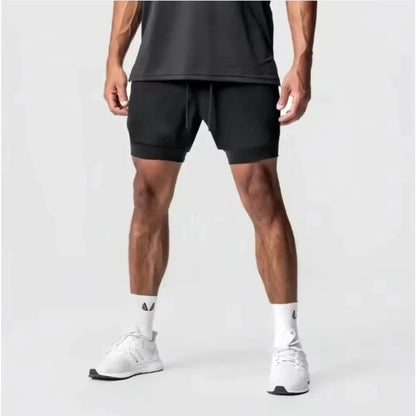 Sukuna Men's Double Layer 2-in-1 combat fitness pants Sports Shorts Jujutsu Kaisen Japanese Anime pocket Quick-Drying sweatpants