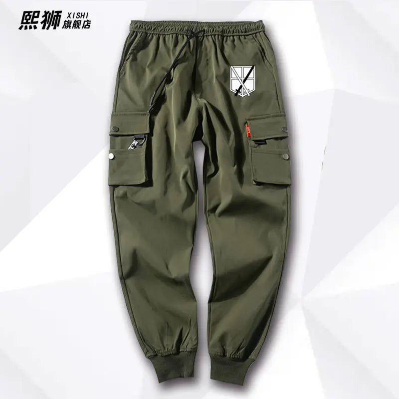 Atta on Titan Workwear Pants Casual Sports Long Trousers Elastic Waist Cotton Polyester Blend Spring Autumn Youth Faion