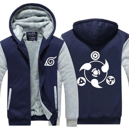 Anime Cartoon Naruto Hooded Coat Men's Autumn Winter Thicken Printing Plush Coat Student Fashion Keep Warm Coat Birthday Gift