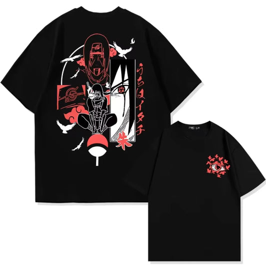 Naruto Animation Derivatives T-shirt Uchiha Itachi Uchiha Sasuke Printing Men Summer Fashion Casual Oversized Streetwear