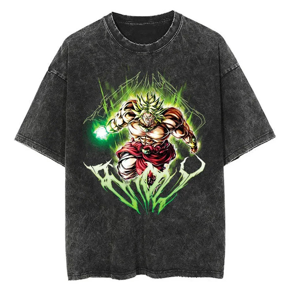 Summer Men's Washes T-shirts Japanese Anime Dragon Ball Torankusu ＆ Goten Graphic Clothing Tops Y2K Oversized Cotton DBZ Tees