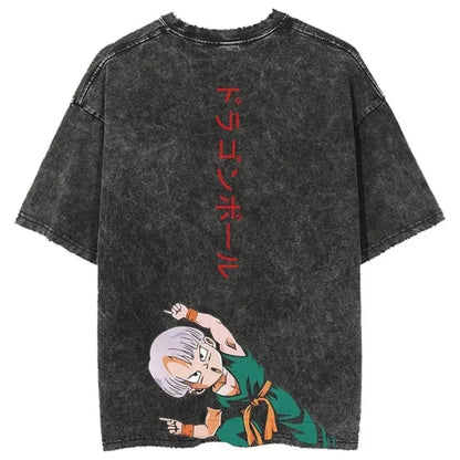 Summer Men's Washes T-shirts Japanese Anime Dragon Ball Torankusu ＆ Goten Graphic Clothing Tops Y2K Oversized Cotton DBZ Tees