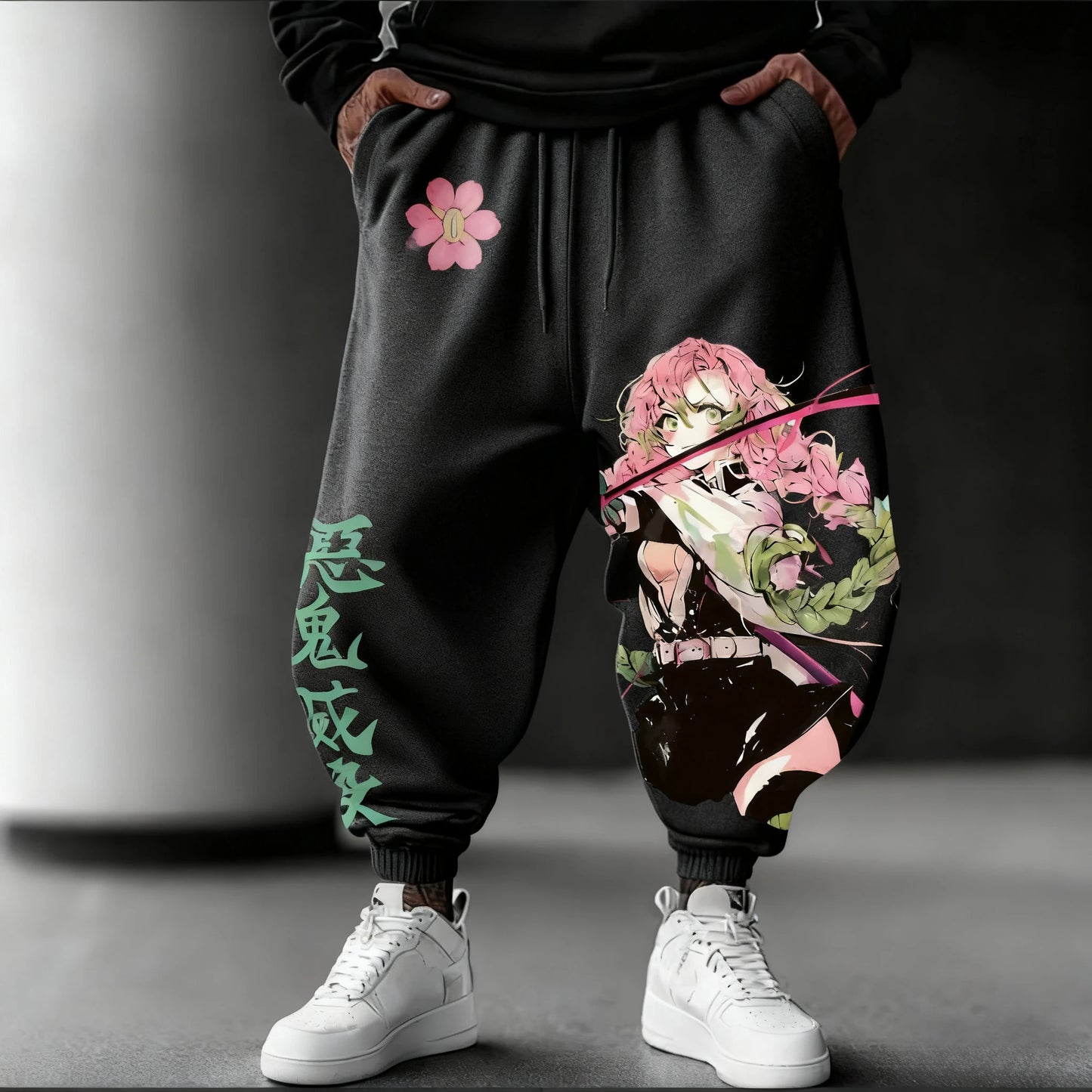 Demon Slayer Anime 2025 Autumn/Winter Sweatpants New Kanroji Mitsuri Hand Drawn Printed Men's Loose Casual Fashion Tapered Pants