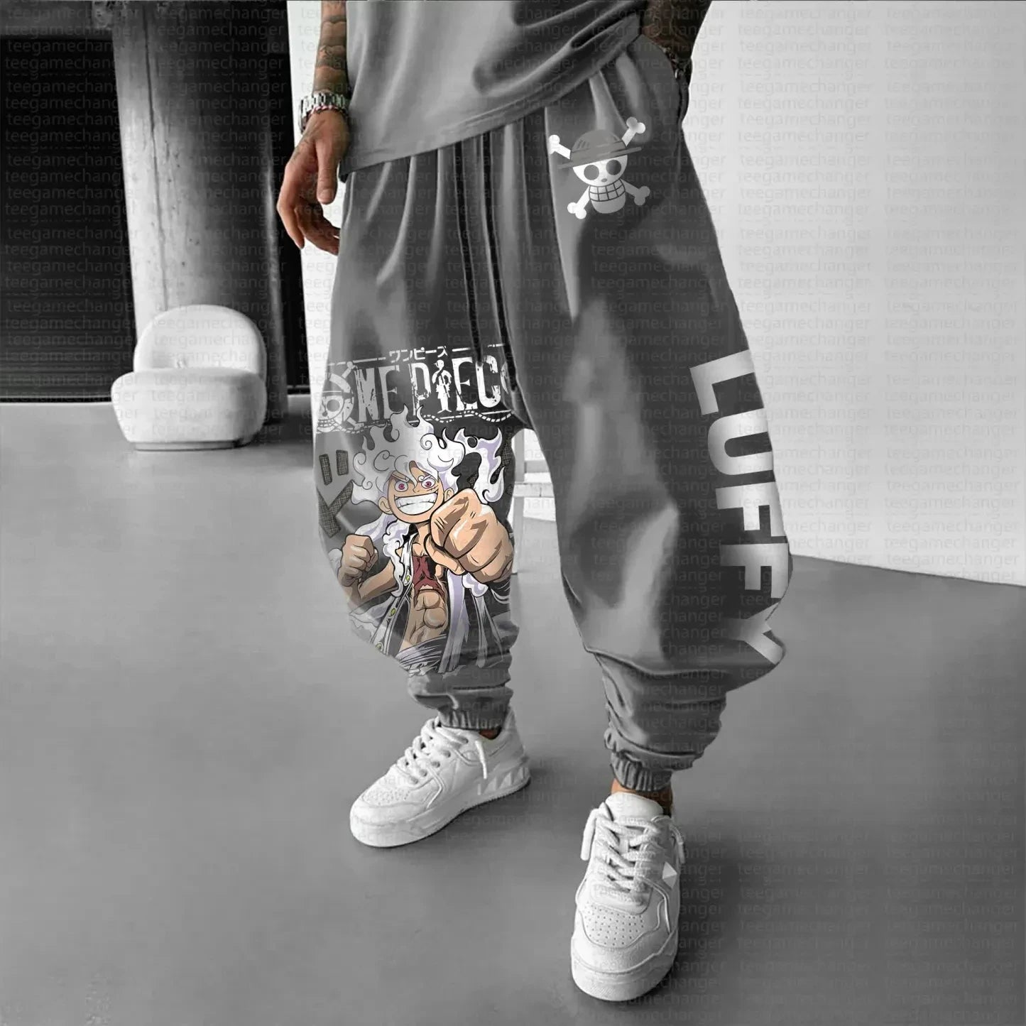 2025 Luffy Anime One Piece Harajuku Men Cotton Pants Fall Winter Cotton Trend Loose-Fit Women Casual Sports Tapered Leggings Y2K