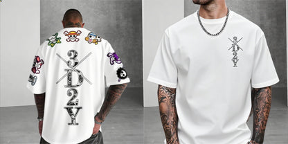 2026 New Year Hot Sale One Piece Anime Skull Printed Men's T-shirt Summer Pattern Street Fashion Hip Hop Super Large Y2k