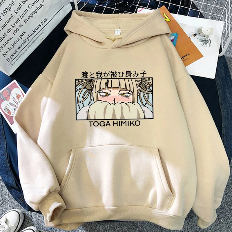 My Hero Academia Anime Kawaii Cartoon Graphics Himiko Toga Hoodies Men Women Long Sleeve Patchwork Boys/girls Hoodie Sweatshirts