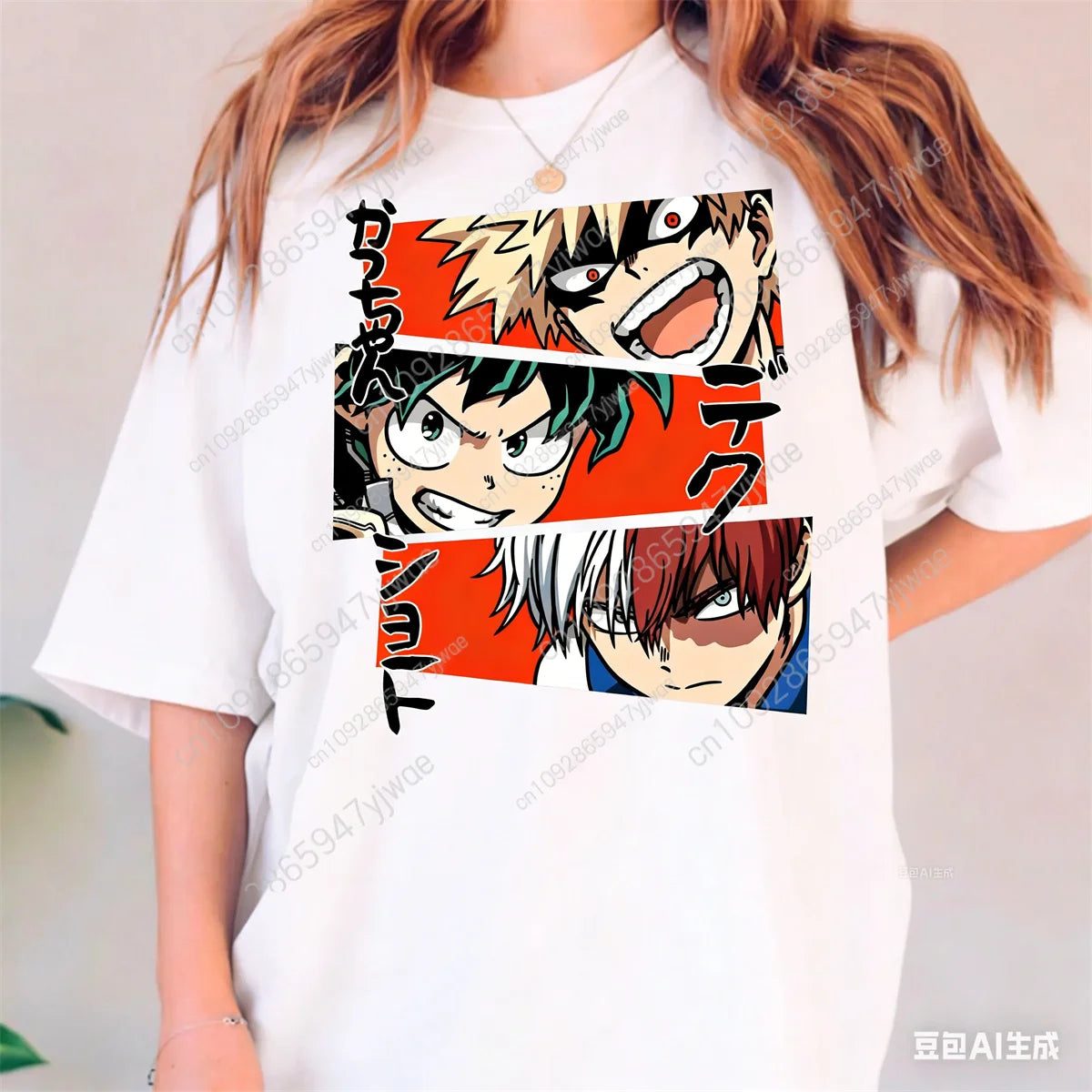 My Hero Academia T-Shirt Deku Bakugo & Todoroki Graphic T-Shirt