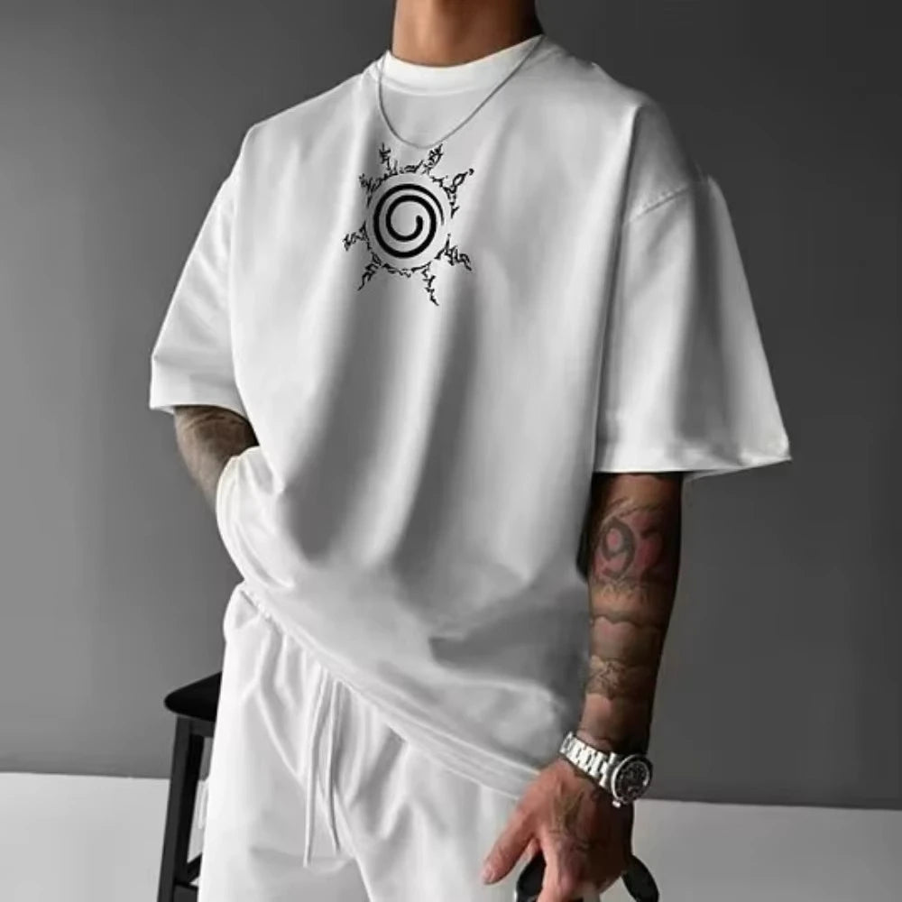 Naruto Men's T-shirt Jiraiya Summer and Autumn Anime Boys' Children's Wear Short-sleeved Retro Harajuku Style Parent-child Wear！