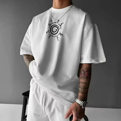 Naruto Men's T-shirt Jiraiya Summer and Autumn Anime Boys' Children's Wear Short-sleeved Retro Harajuku Style Parent-child Wear！