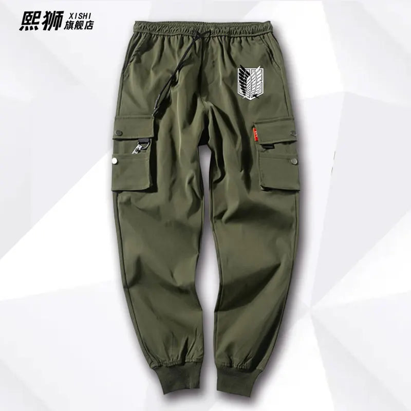 Atta on Titan Workwear Pants Casual Sports Long Trousers Elastic Waist Cotton Polyester Blend Spring Autumn Youth Faion
