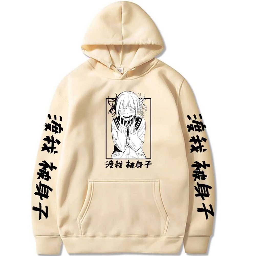 My Hero Academia Himiko Toga Design Pullover Men's Fleece Hoodies Japanese Anime Graphic Autumn Winter Fleece Streetwear Tops
