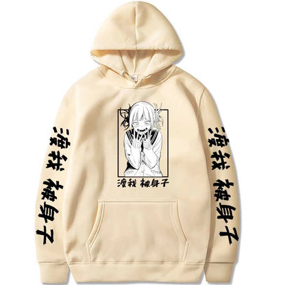 My Hero Academia Himiko Toga Design Pullover Men's Fleece Hoodies Japanese Anime Graphic Autumn Winter Fleece Streetwear Tops