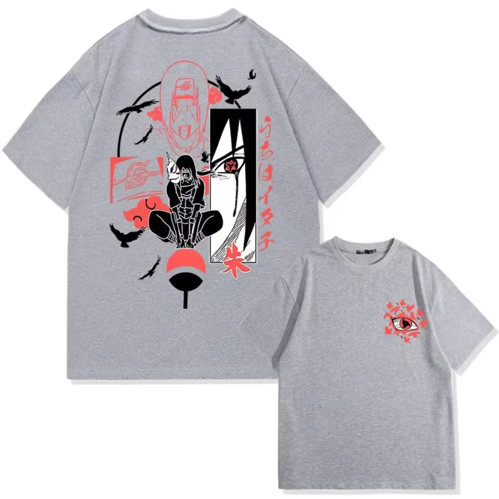 Naruto Animation Derivatives T-shirt Uchiha Itachi Uchiha Sasuke Printing Men Summer Fashion Casual Oversized Streetwear