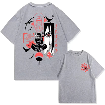 Naruto Animation Derivatives T-shirt Uchiha Itachi Uchiha Sasuke Printing Men Summer Fashion Casual Oversized Streetwear
