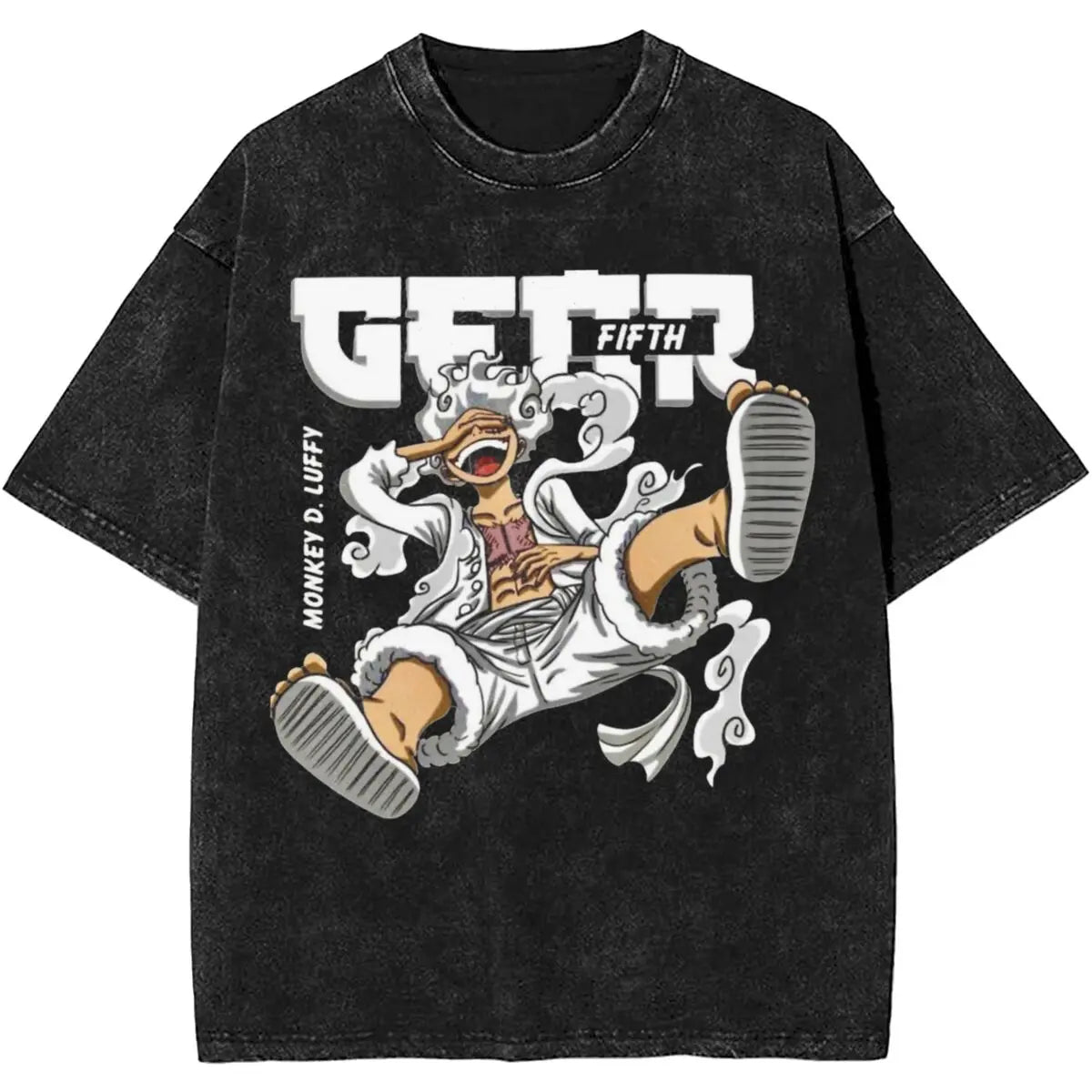 Harajuku Washed T Shirt Monkey D.Luffys O-One P-Piece Loose T-Shirts Hip Hop Tshirt for Men Summer Y2K Fun Print Clothing