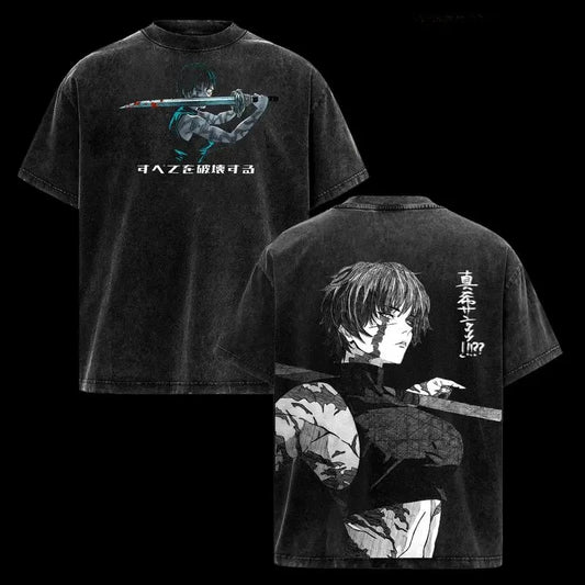 2026 Anime Jujutsu Kaisen Zenin Maki Printed T-shirt Men's and Women's Washed T-shirt High Quality Vintage Cotton T-shirt Top