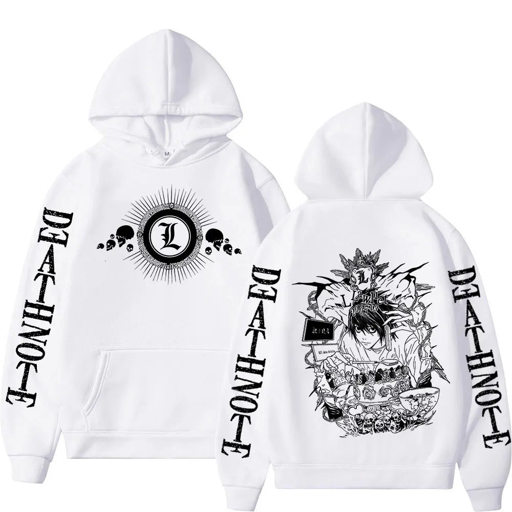 Anime Death Note Hoodies Manga Yagami Light L·Lawliet Hooded Sweatshirt Men Women Fashion Loose Long Sleeve Pullovers Streetwear