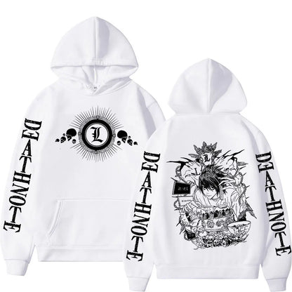 Anime Death Note Hoodies Manga Yagami Light L·Lawliet Hooded Sweatshirt Men Women Fashion Loose Long Sleeve Pullovers Streetwear