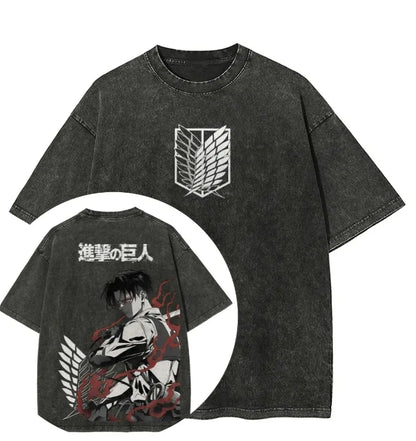 Hot Sale Attack on Titan Peripherals Graphic Print T-Shirt Men Women Retro Washed Cotton Harajuku Style Oversized Summer New Top