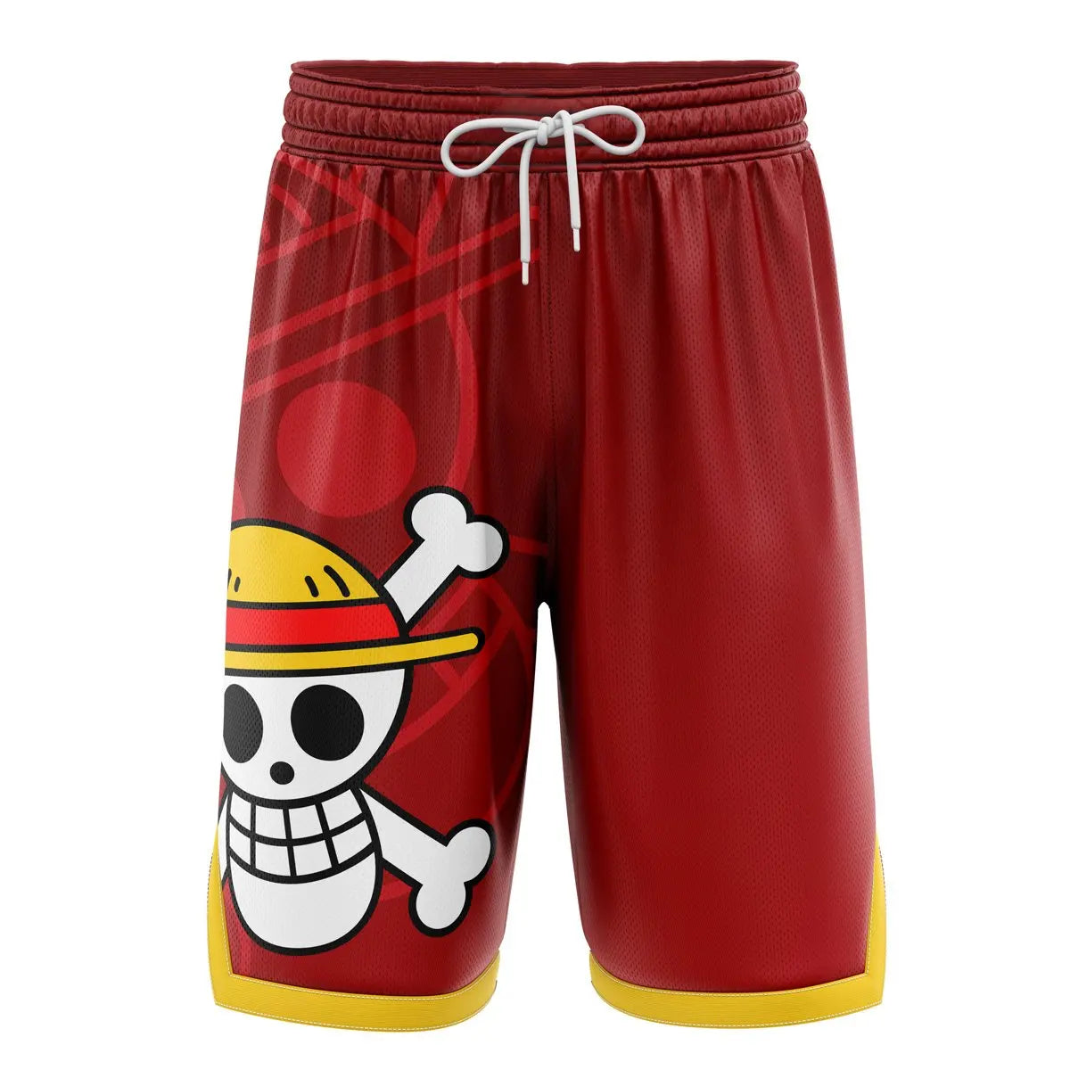2026 New Bandai One Piece Basketball Shorts for Men - Luffy Straw Hat Jolly Roger Print Suitable for Daily and Training Wear