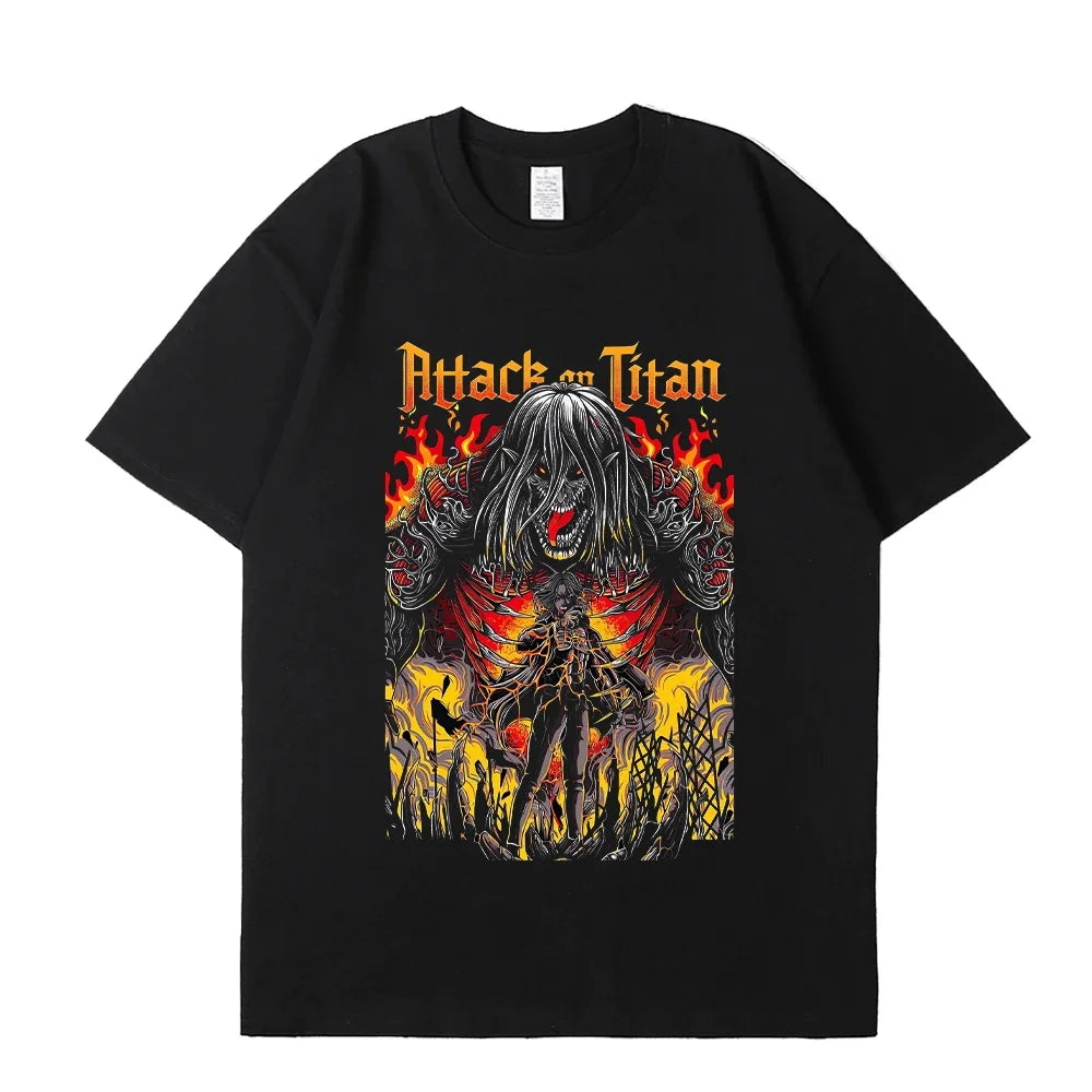 Japanese Anime Attack On Titan Graphic Print T Shirt Men Women Fashion Casual Crew Neck Short Sleeve Plus Size Unisex T Shirt
