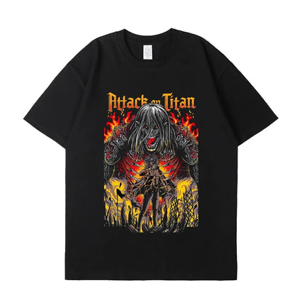 Japanese Anime Attack On Titan Graphic Print T Shirt Men Women Fashion Casual Crew Neck Short Sleeve Plus Size Unisex T Shirt