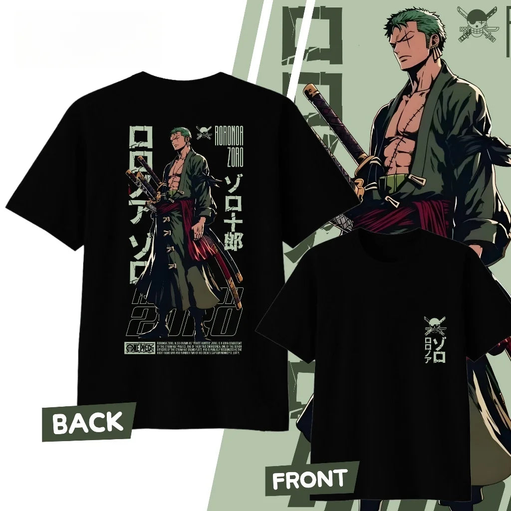 Anime One Piece Roronoa Zoro Cotton Printed T-shirt Men's and Women's T-shirt Men's Top Sports T-shirt 2026 Summer New Tee