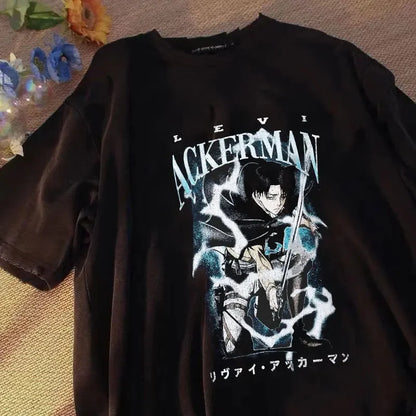 Japanese Anime Attack On Titan Graphic Print T Shirt Men Women Fashion Casual Crew Neck Short Sleeve Plus Size Unisex T Shirt