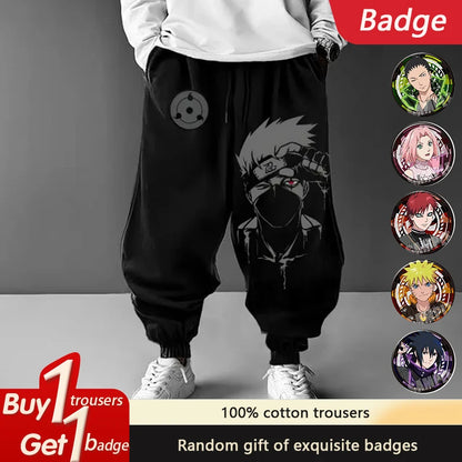 Naruto Japanese Classic Animation Sasuke Peripheral Pure Cotton Loose Trousers Autumn Men's and Women's Sports Leggings