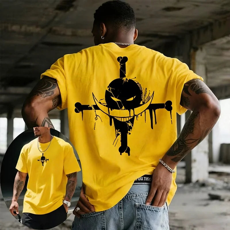 ONE PIECE Animation Derivatives White Beard Printed Short Sleeve T-Shirt Men's and Women's 2025 Summer Fashion Casual Cotton Top