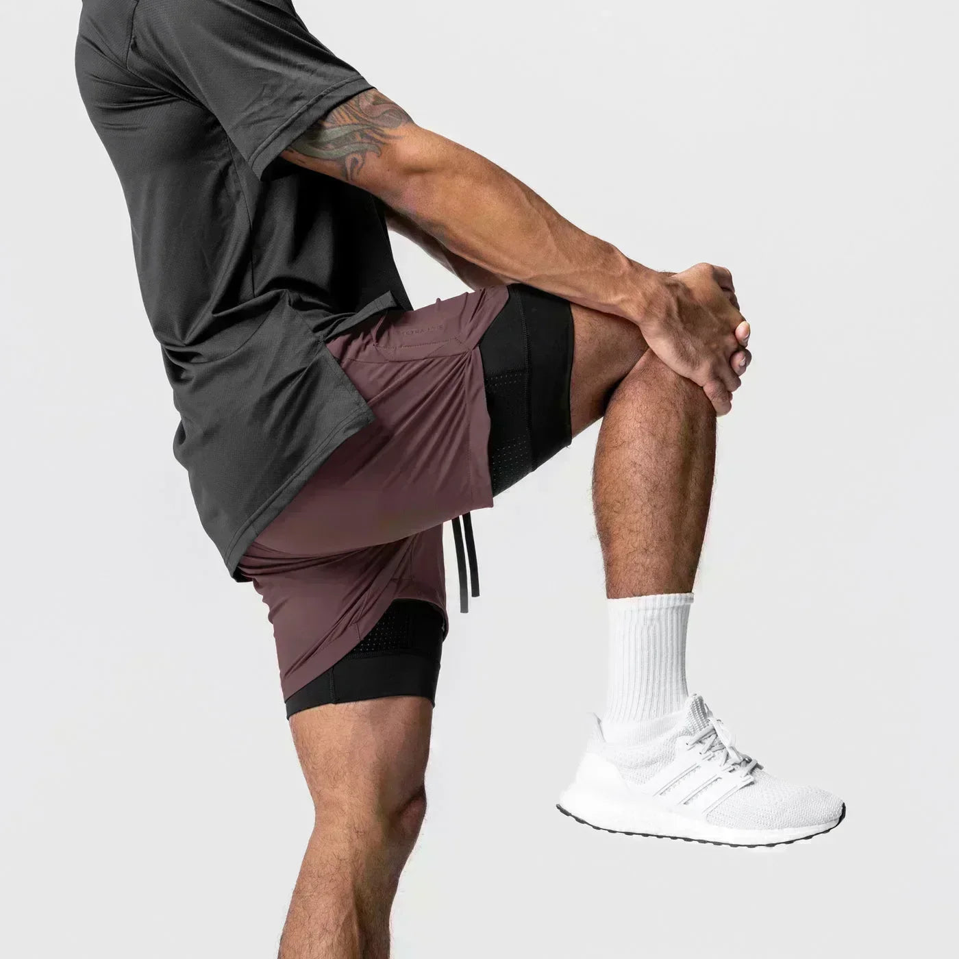 Summer Quick Dry Gym Shorts Man Demon Slayer Fashion Anime Print Double-layer Pants Streetwear Sportswear Fitness Beach Pants
