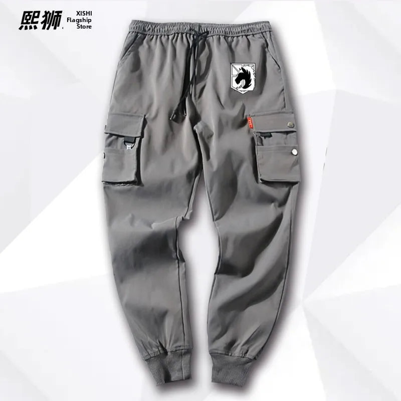 Atta on Titan Workwear Pants Casual Sports Long Trousers Elastic Waist Cotton Polyester Blend Spring Autumn Youth Faion