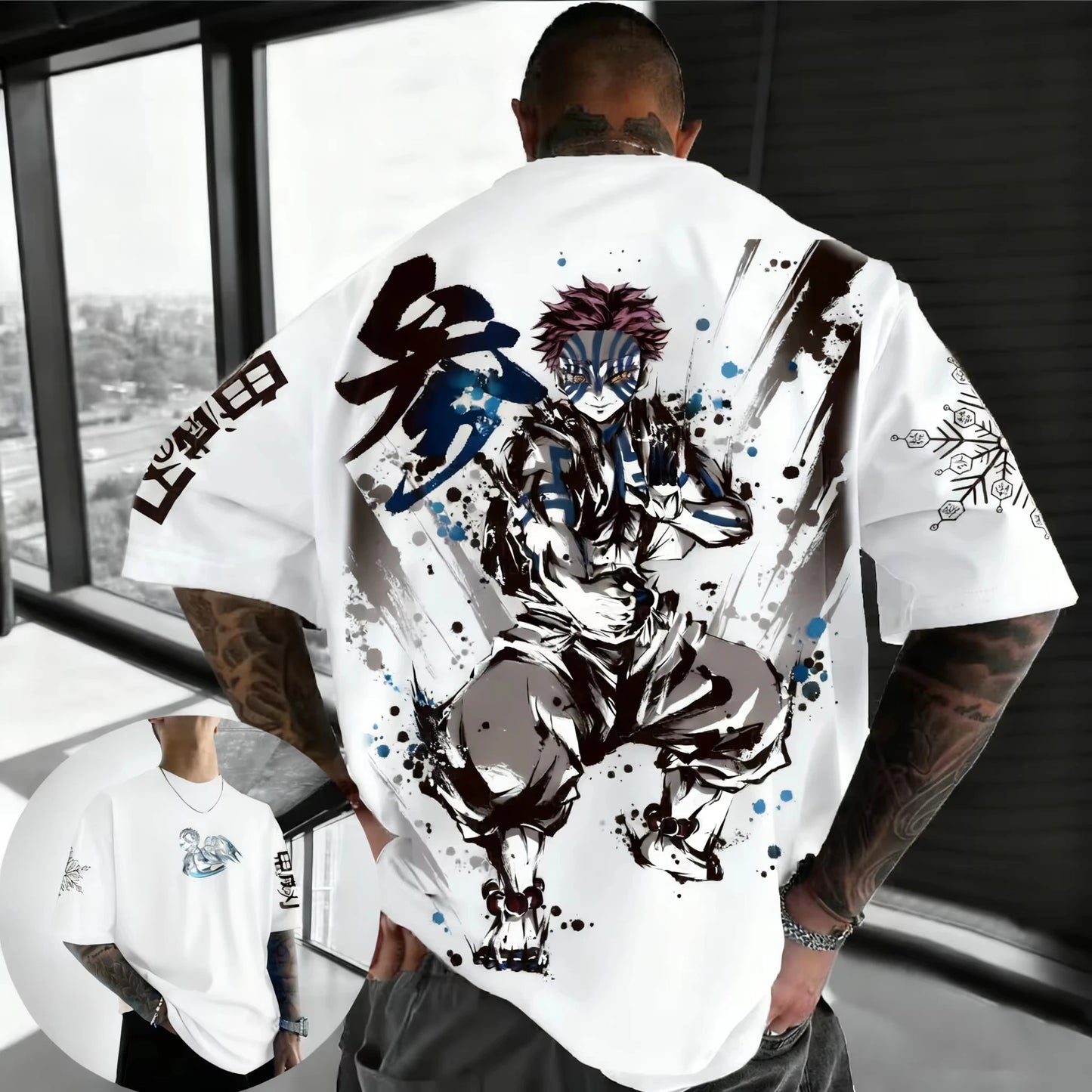 Summer Plus Size Demon Slayer Anime Printed Men, Women T-shirt Casual Parent Child Top Fashion Harajuku Style Street Wear Y2K