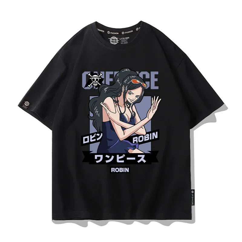 One Piece Short Sleeved T-shirt Men's Summer Nikalufei Aesolon Anime Cotton Summer Loose T-shirt Men's and Women's Half Sleeve