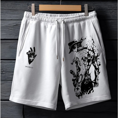 ONE PIECE Animation Luffy Sauron Peripheral Printed Cotton Shorts American Summer Men's Daily Loose Sports Breathable Pants