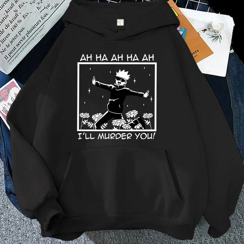 Cool Anime Satoru Gojo Graphic Hoodie for Men Women Casual Wear Trendy Print Sweatshirt Fashion Streetwear