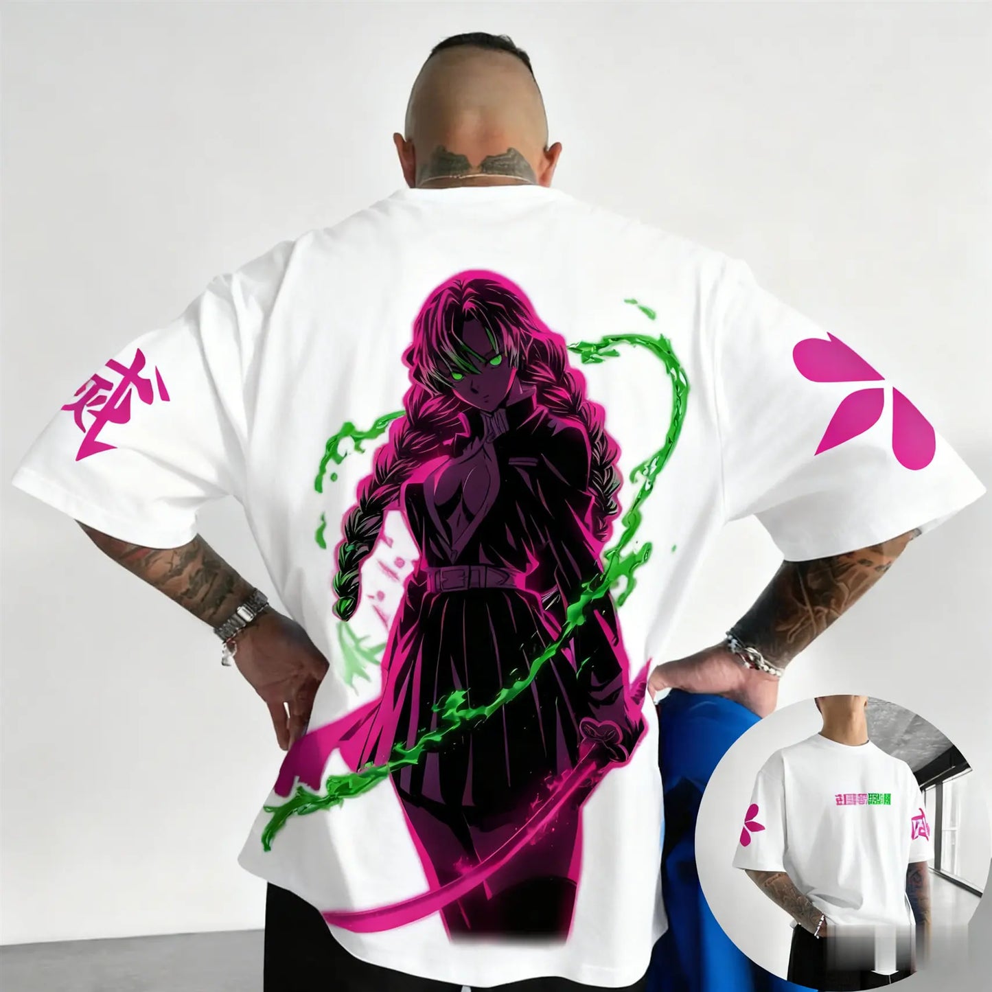 Demon Slayer Mitsuri Kanroji Summer Plus Size T-Shirt Men's and Women's Couples Versatile Shopping Fitness Trend Casual Style