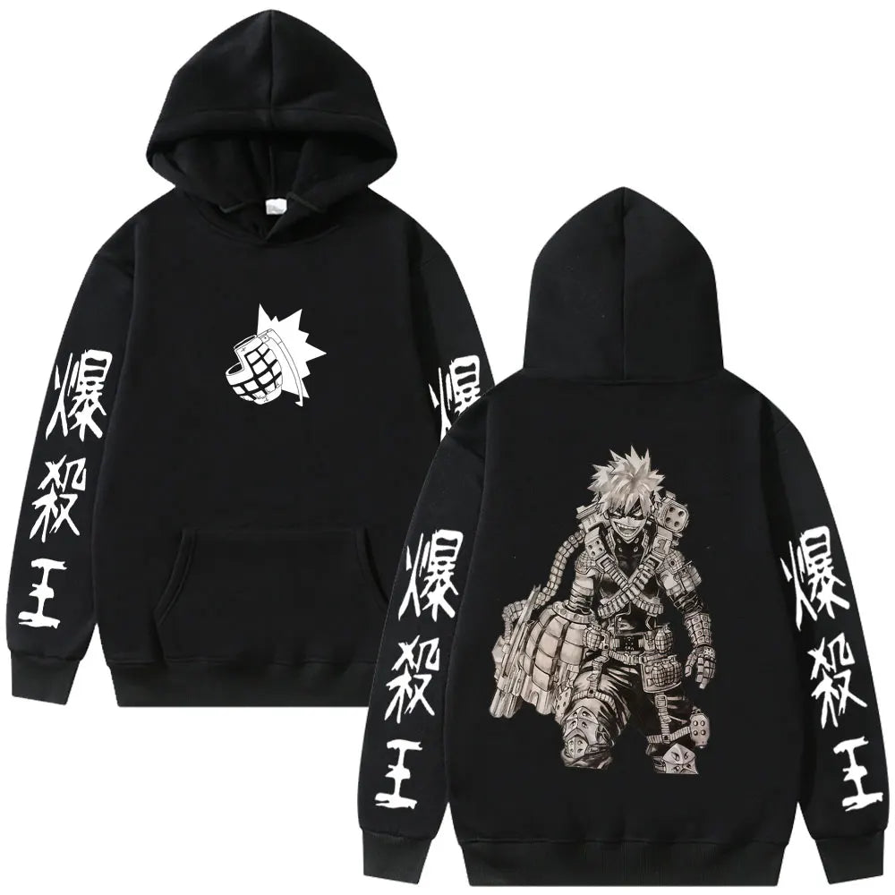 Anime My Hero Academia Bakugou Katsuki Merch Hoodie Men Women Fashion Vintage Hooded Sweatshirt Male Manga Cosplay Streetwear