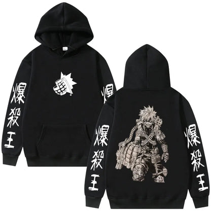 Anime My Hero Academia Bakugou Katsuki Merch Hoodie Men Women Fashion Vintage Hooded Sweatshirt Male Manga Cosplay Streetwear