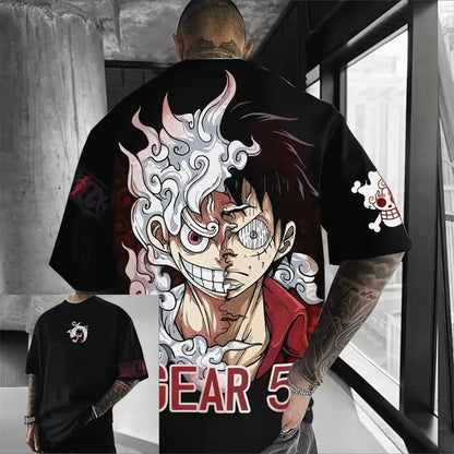 ONE PIECE Luffy Gear 5 2026 Summer New Product Harajuku Anime Printed  Short Sleeve Men's and Women's Unisex Cotton T-shirt