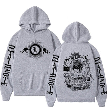 Anime Death Note Hoodies Manga Yagami Light L·Lawliet Hooded Sweatshirt Men Women Fashion Loose Long Sleeve Pullovers Streetwear