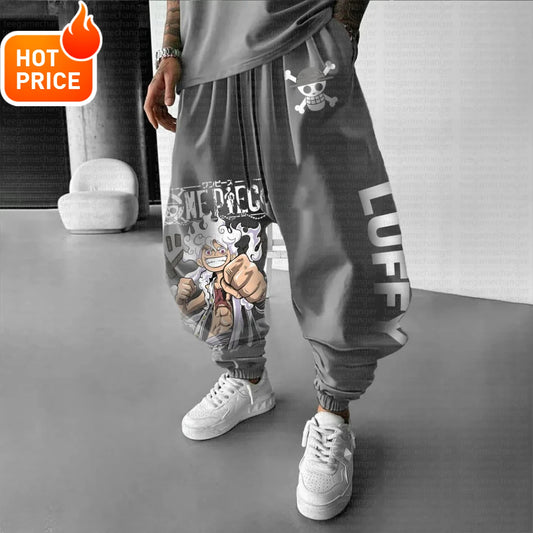 2025 Luffy Anime One Piece Harajuku Men Cotton Pants Fall Winter Cotton Trend Loose-Fit Women Casual Sports Tapered Leggings Y2K