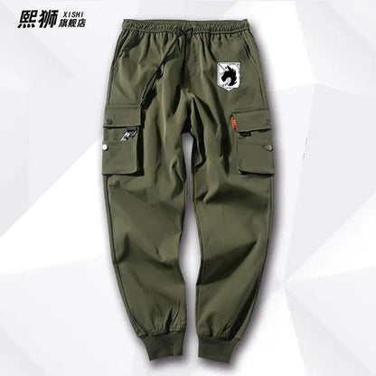 Atta on Titan Workwear Pants Casual Sports Long Trousers Elastic Waist Cotton Polyester Blend Spring Autumn Youth Faion