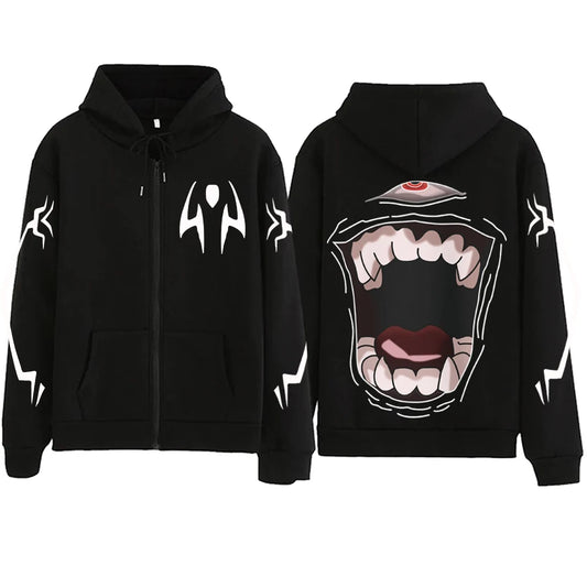 Jujutsu-Kaisen Sukuna Cosplay Zipper Hoodie Man Woman Harajuku Pullover Tops Long Sleeve Streetwear Sweatshirt