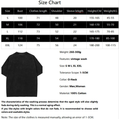 Jujutsu Kaisen Mahoraga Printed Tee Men Retro Washed T-shirts Oversized Cotton T Shirt Short Sleeve Clothing Harajuku Tshirt