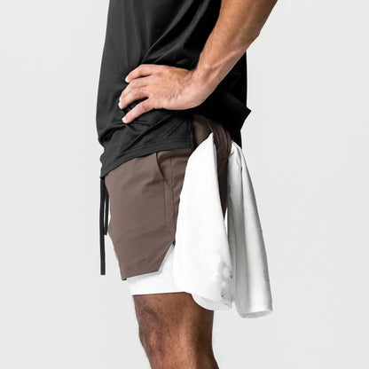 Summer Quick Dry Gym Shorts Man Demon Slayer Fashion Anime Print Double-layer Pants Streetwear Sportswear Fitness Beach Pants