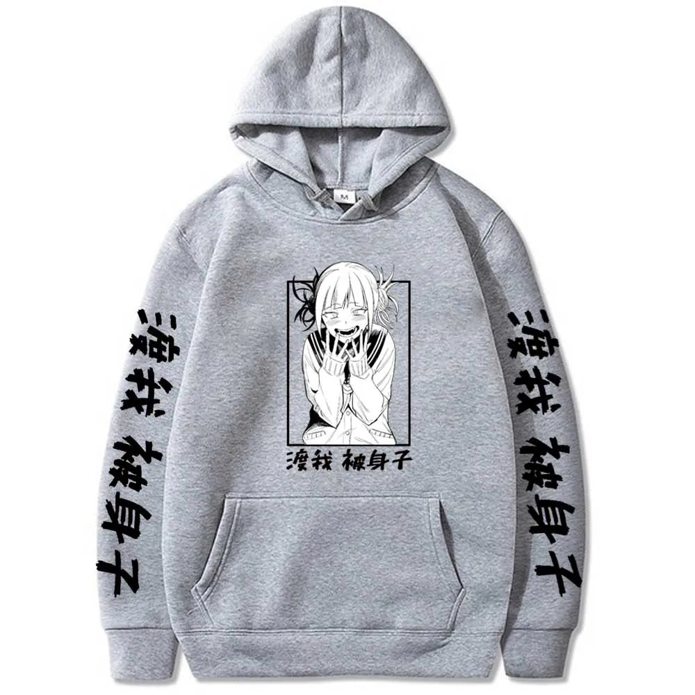 My Hero Academia Himiko Toga Design Pullover Men's Fleece Hoodies Japanese Anime Graphic Autumn Winter Fleece Streetwear Tops