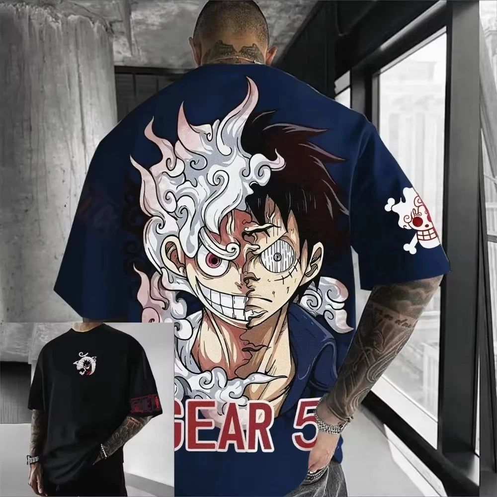 ONE PIECE Luffy Gear 5 2026 Summer New Product Harajuku Anime Printed  Short Sleeve Men's and Women's Unisex Cotton T-shirt