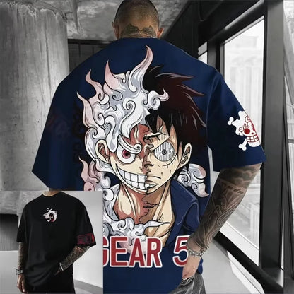 ONE PIECE Luffy Gear 5 2026 Summer New Product Harajuku Anime Printed  Short Sleeve Men's and Women's Unisex Cotton T-shirt